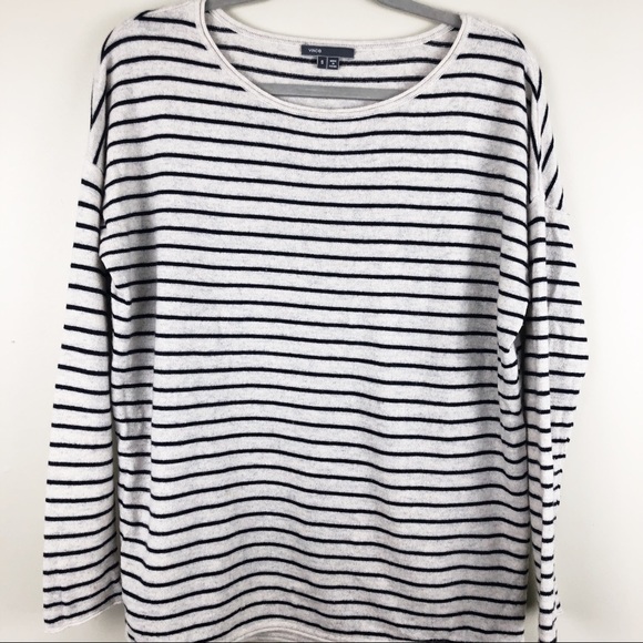 VINCE Cashmere and Wool Striped Oversized Sweater - Picture 3 of 7